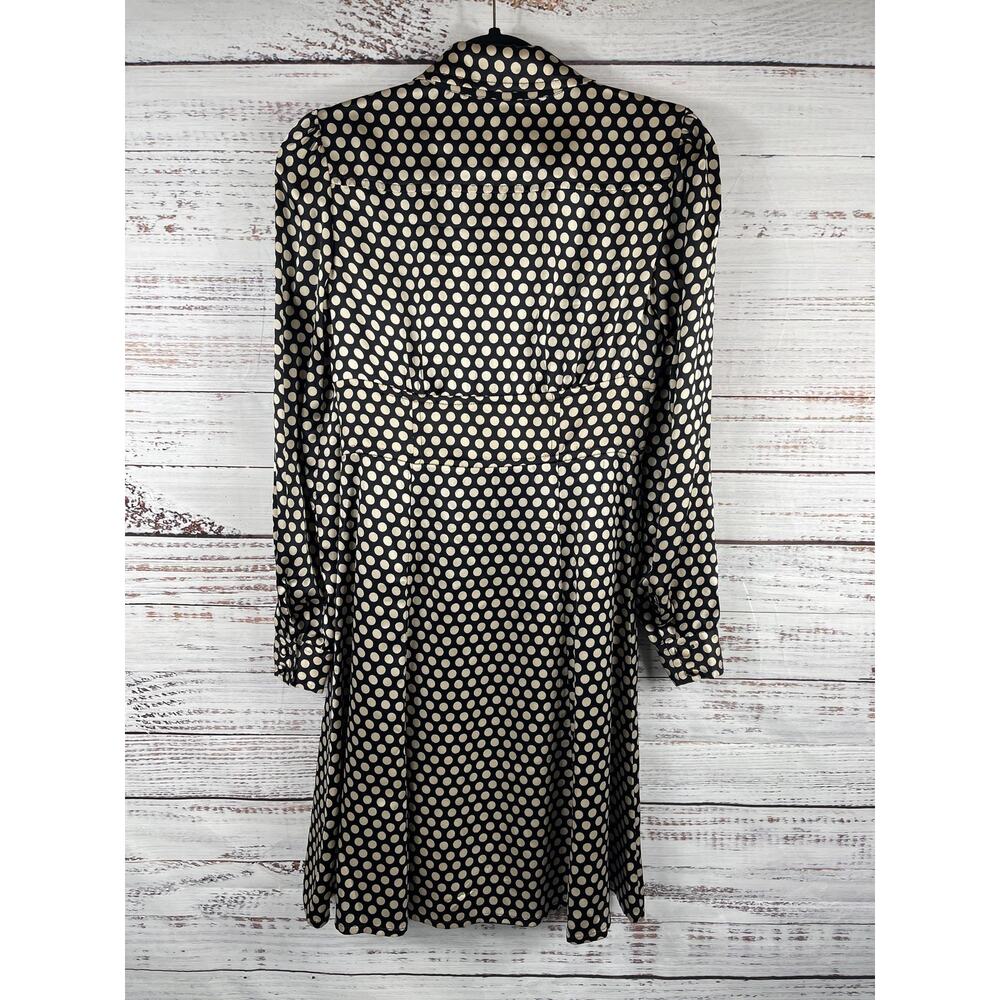 Nanette Lepore Dress Women's 2 Black Polka Dot Silk Shirt Fit Flare Knee Length - Picture 11 of 12